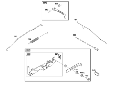 Controls Group Diagram and Parts List for 123P02-0008-H5 100000 - 19Z999 Briggs and Stratton Engine